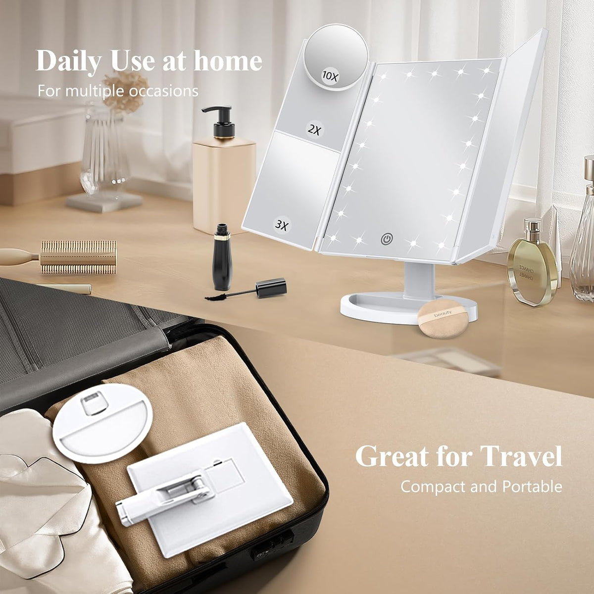 🔍 Lighted Trifold Magnifier – Portable LED Magnifying Glass for Reading & Crafts 💡