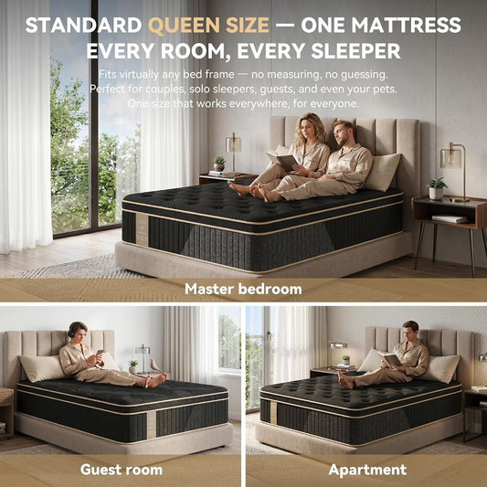 🛏️ Queen Hybrid Mattress – Medium Feel, Maximum Comfort! 🌙