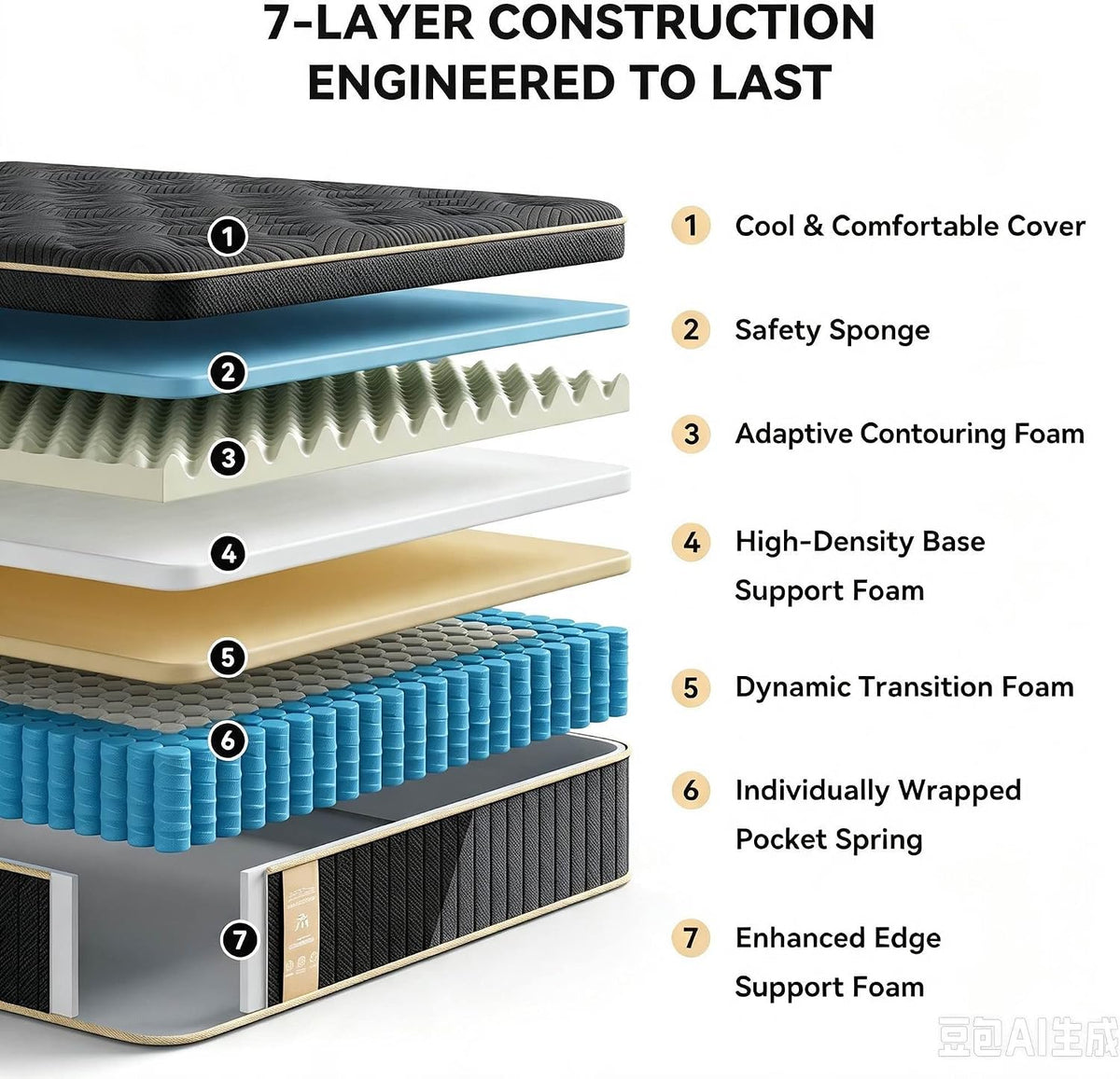 🛏️ Queen Hybrid Mattress – Medium Feel, Maximum Comfort! 🌙