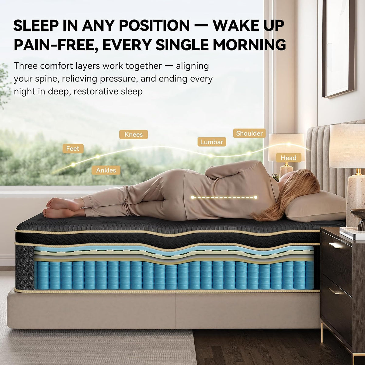 🛏️ Queen Hybrid Mattress – Medium Feel, Maximum Comfort! 🌙
