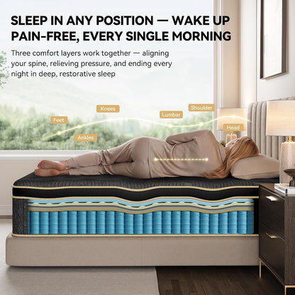 🛏️ Queen Hybrid Mattress – Medium Feel, Maximum Comfort! 🌙