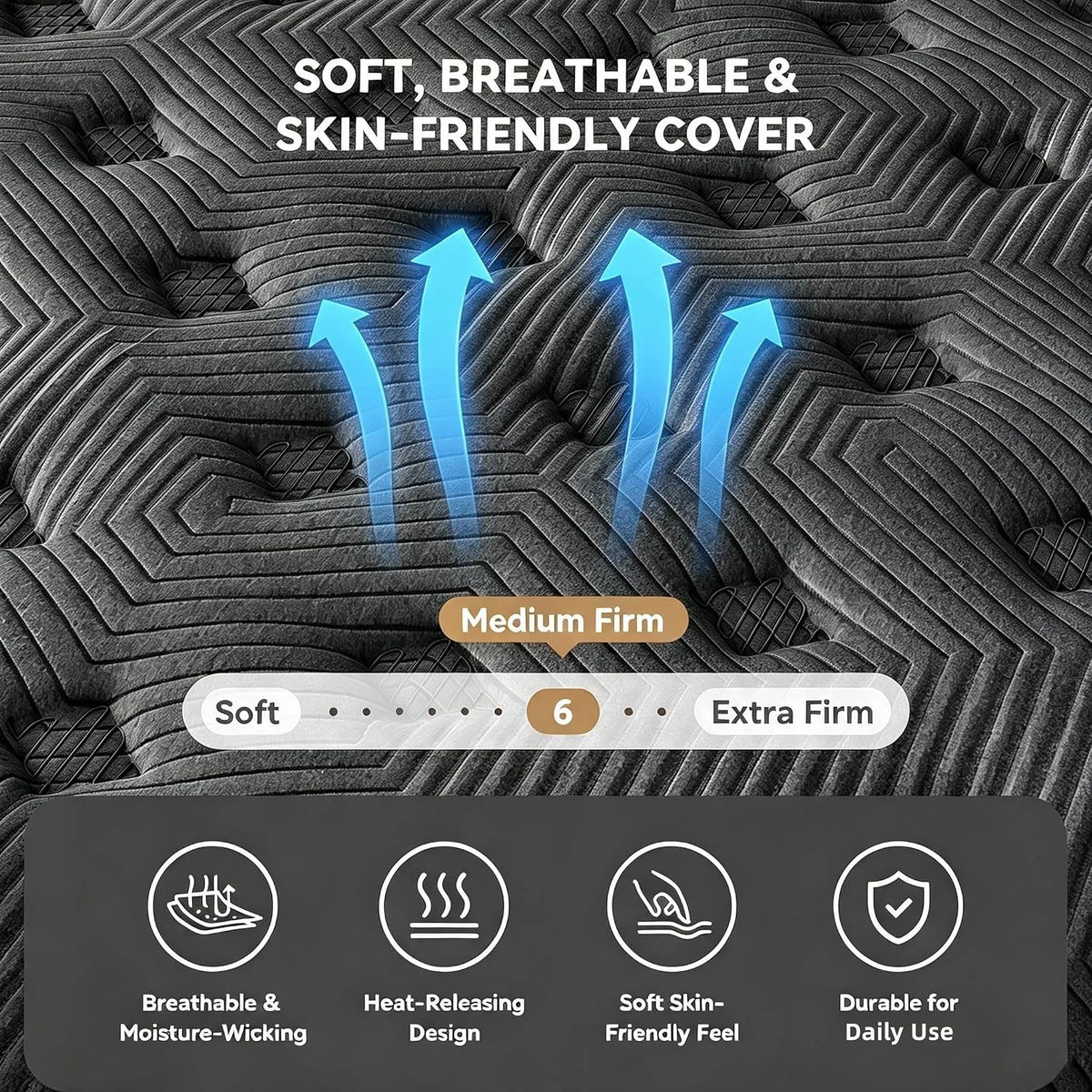 🛏️ Queen Hybrid Mattress – Medium Feel, Maximum Comfort! 🌙